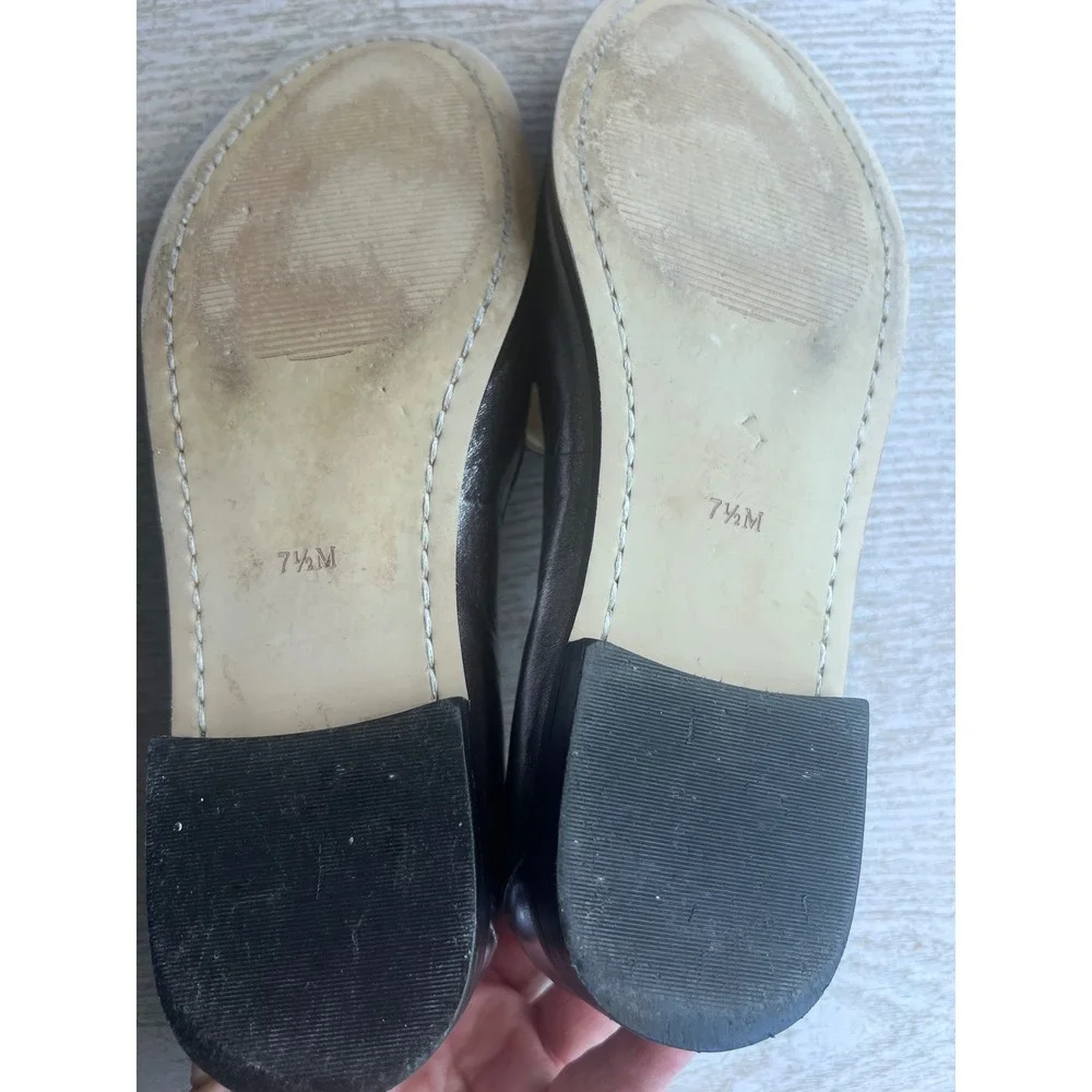 Talbots Metallic Silver Leather Tassel Loafers Womens 7.5 M Whipstitch Flats‎